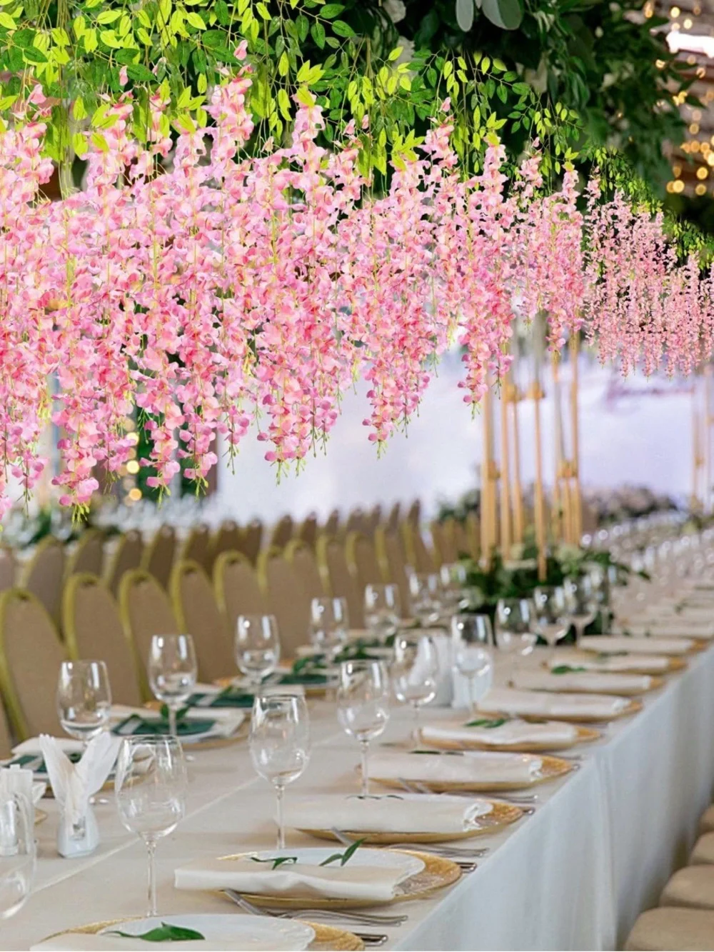 Alotiki Pink Artificial Wisteria Hanging Flowers 48-Pack Decor